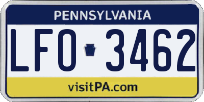 PA license plate LFO3462
