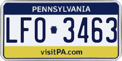 PA license plate LFO3463