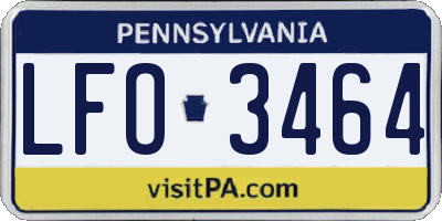 PA license plate LFO3464