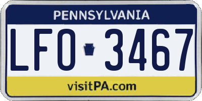PA license plate LFO3467