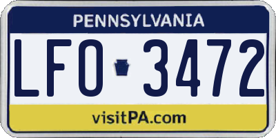 PA license plate LFO3472