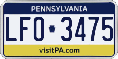 PA license plate LFO3475