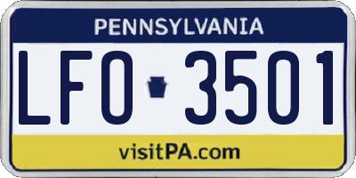 PA license plate LFO3501