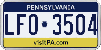 PA license plate LFO3504
