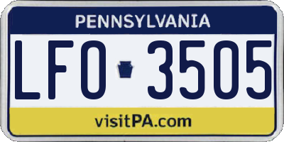 PA license plate LFO3505