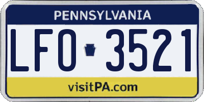 PA license plate LFO3521