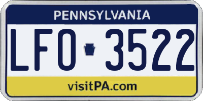 PA license plate LFO3522