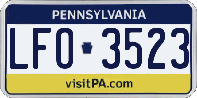 PA license plate LFO3523
