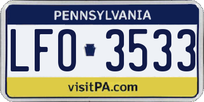 PA license plate LFO3533
