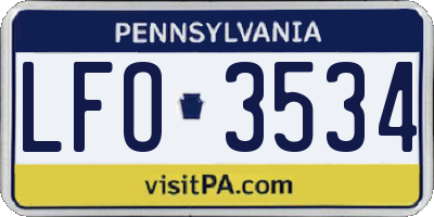 PA license plate LFO3534