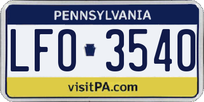PA license plate LFO3540