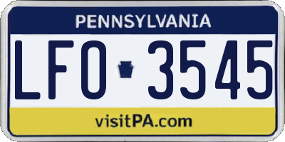 PA license plate LFO3545