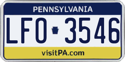 PA license plate LFO3546