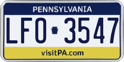PA license plate LFO3547