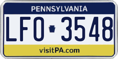 PA license plate LFO3548