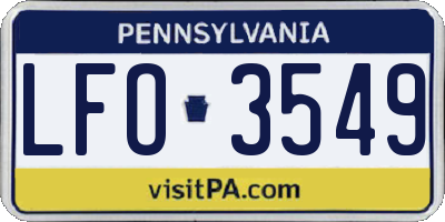 PA license plate LFO3549