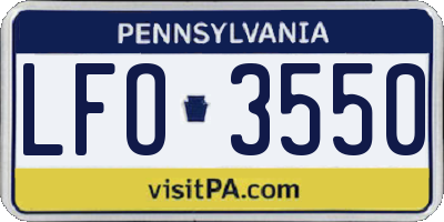 PA license plate LFO3550