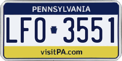 PA license plate LFO3551