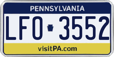 PA license plate LFO3552