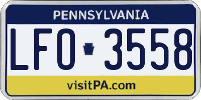 PA license plate LFO3558