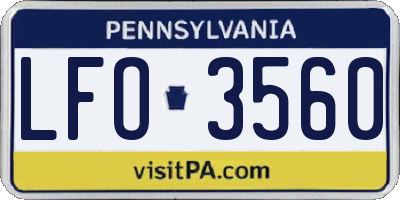 PA license plate LFO3560