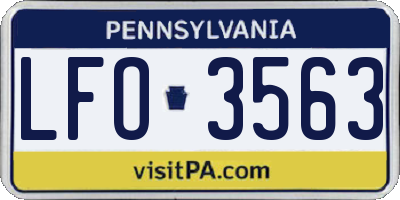 PA license plate LFO3563