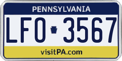 PA license plate LFO3567
