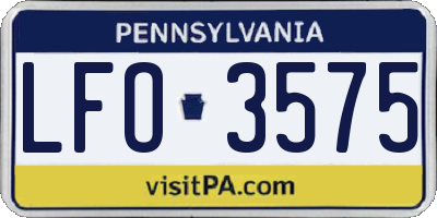 PA license plate LFO3575