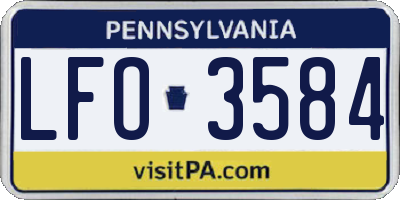 PA license plate LFO3584