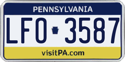 PA license plate LFO3587