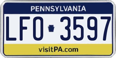 PA license plate LFO3597