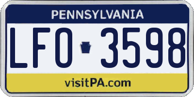 PA license plate LFO3598