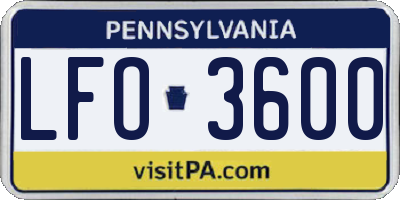 PA license plate LFO3600