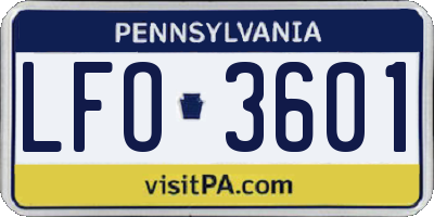 PA license plate LFO3601