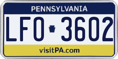 PA license plate LFO3602