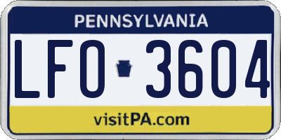 PA license plate LFO3604