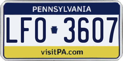 PA license plate LFO3607