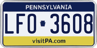 PA license plate LFO3608