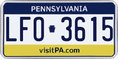 PA license plate LFO3615