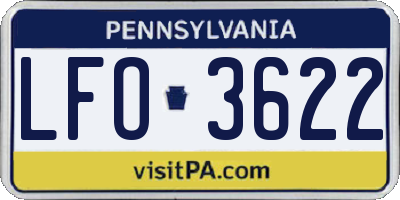 PA license plate LFO3622