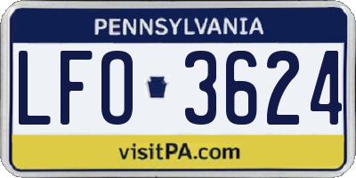PA license plate LFO3624