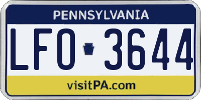 PA license plate LFO3644