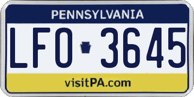 PA license plate LFO3645