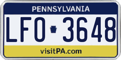 PA license plate LFO3648