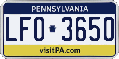 PA license plate LFO3650