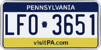 PA license plate LFO3651