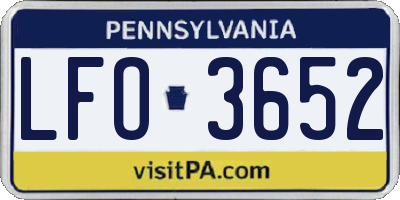 PA license plate LFO3652