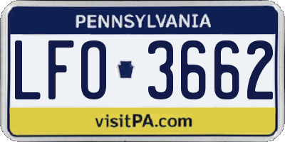 PA license plate LFO3662