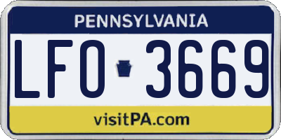PA license plate LFO3669