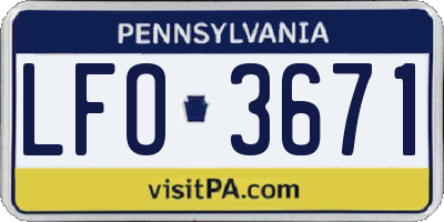 PA license plate LFO3671